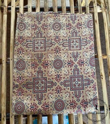 Ajrakh Cotton Fabric For Kurta-Light Brown
