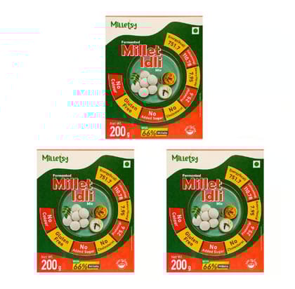 Milletsy Millet Idli Instant Mix Pack of 3 | 200 g each Milletsy Millet Idli Instant Mix Pack of 3 | 200 g each