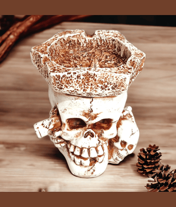 Resin Two side Skull Ashtray Home Ornaments for Scary Halloween Decorations, Decorative Skulls, Skeletons Figurines for Bar Accessories, Smoking Room Decor for Smokers