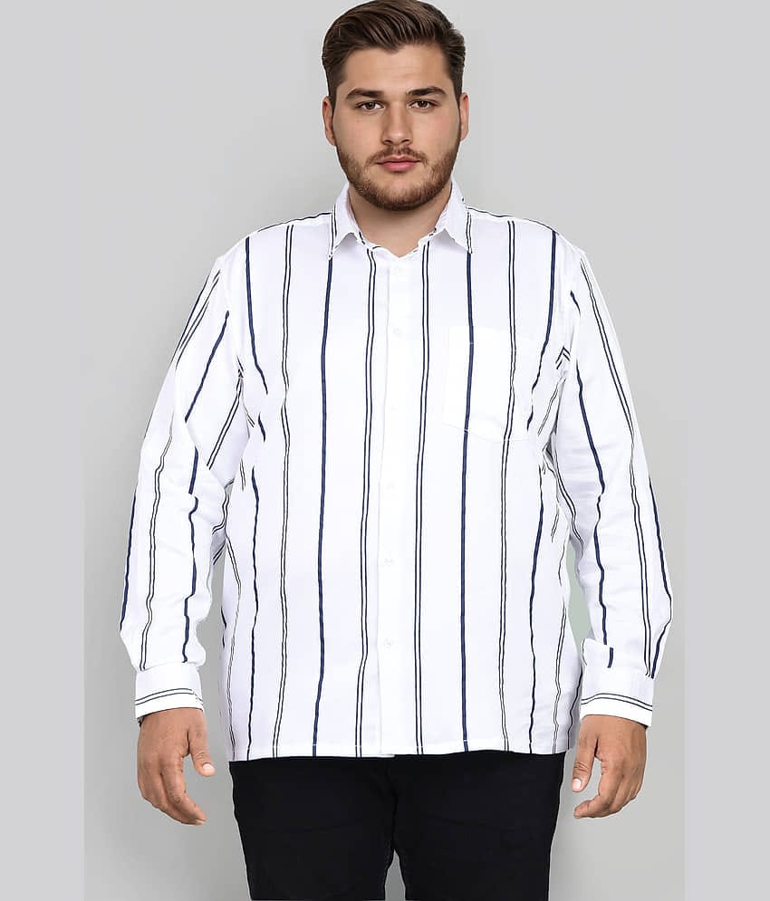 IVOC 100% Cotton Regular Fit Striped Full Sleeves Men's Casual Shirt - White ( Pack of 1 )