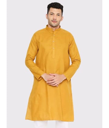Maharaja - Yellow Cotton Blend Men's Regular Kurta ( Pack of 1 )