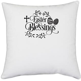 UDNAG White Polyester Easter, Easter Blessings Pillow Cover (16 Inch X 16 Inch)