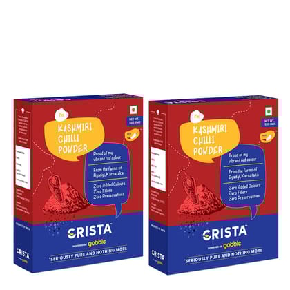 CRISTA Kashmiri Chilli Powder Combo, 500 gm Each - Pack of 2 CRISTA Kashmiri Chilli Powder Combo, 500 gm Each - Pack of 2