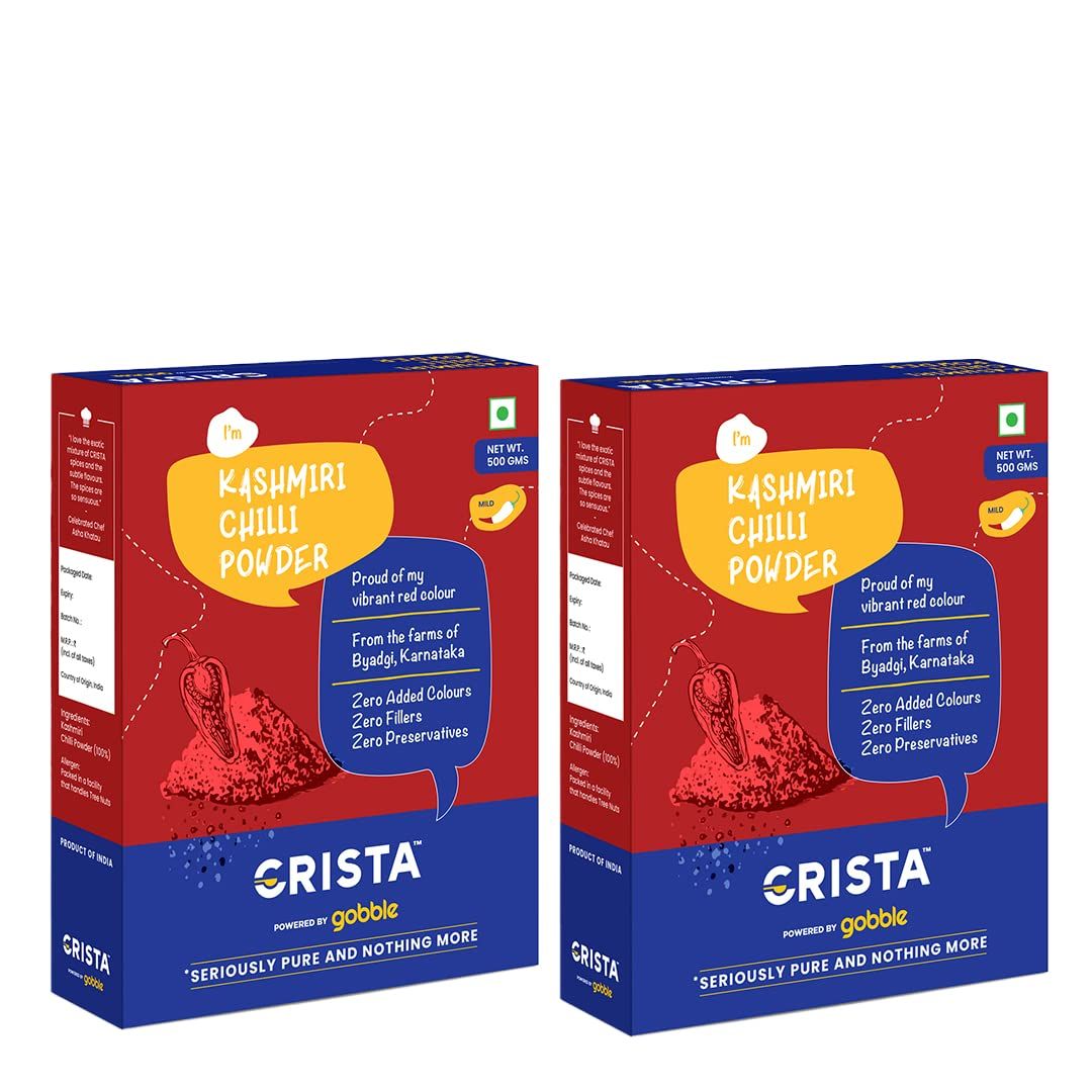 CRISTA Kashmiri Chilli Powder Combo, 500 gm Each - Pack of 2
