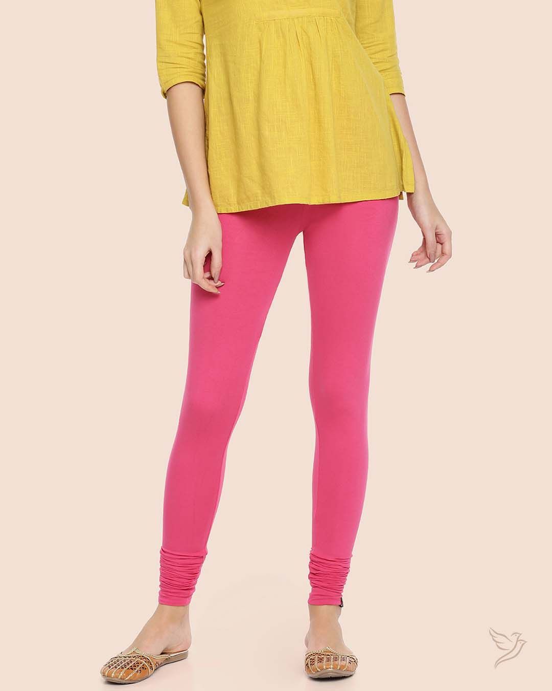 Viscose Churidar Legging - Pink Shock-S / Pink Shock