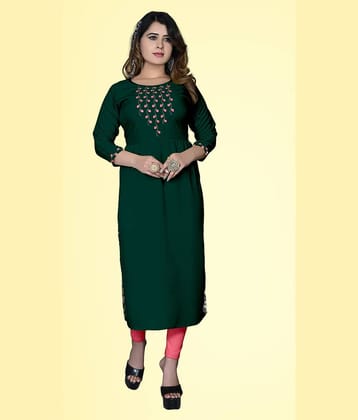 haya fashion - Green Rayon Women's A-line Kurti ( Pack of 1 )
