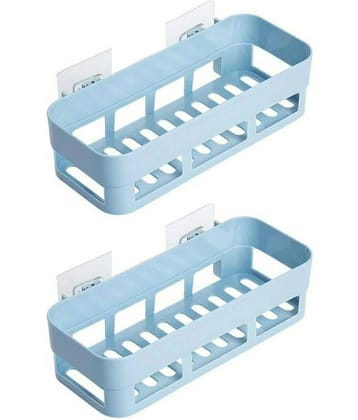 Ezybe Self Adhesive Kichen Shelf Light Blue Plastic Storage Racks (Pack of 2)