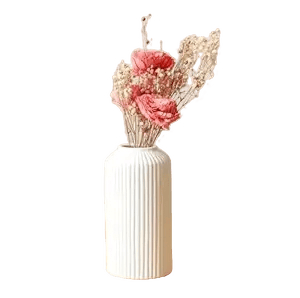 Ribbed Pipe Ceramic Vase, Flower Vase, Pampas Grass Vase, Vase for Money Plant Live Plants, Vase Home Decor Centrepiece Decor for Home, Office, or Gifts VASE ONLY NO Flowers- (White, 6 Inch)