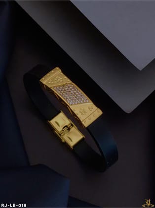 Micro Gold Plated with Diamond Exceptional Design Bracelet for Men -LB-018-Fixed