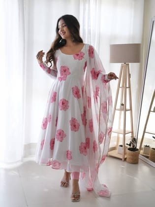 Vintage Design Pure Soft Organza Silk Anarkali Suit Set