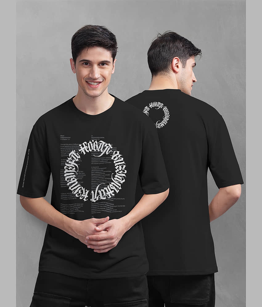 BULLMER Pack of 1 Cotton Blend Oversized Fit Men's T-Shirt ( Black )