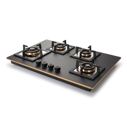 4 Burner Glass Gas Hob Top Mini Triple Ring Burner Double Ring Total Brass Burner Auto Ignition (1074SQHTT2TRMG)