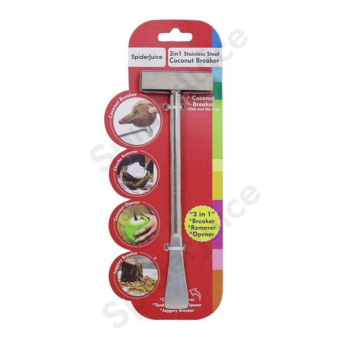 3-in-1 Stainless Steel Coconut Breaker Tool – Opener, Flesh Remover & Jaggery Breaker