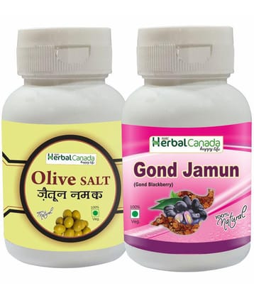 Herbal Canada Olive Salt(60g) + Jamun Gond(60g) Pickling Salt 60 gm Pack of 2
