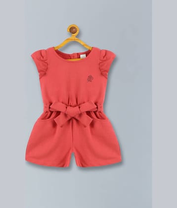 PLUM TREE Girls Rayon Jumpsuit ( Pack of 1 , Red )