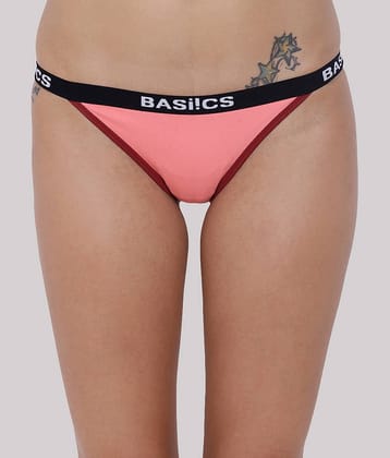 BASIICS By La Intimo Cotton Lycra Solid Women's Crotchless ( Coral ) BCPBR09