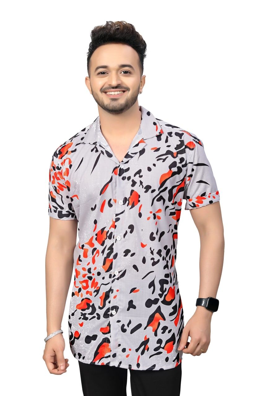 "Wild Majesty: Tiger Print Half Sleeve Shirt by GlamaStitch"-S