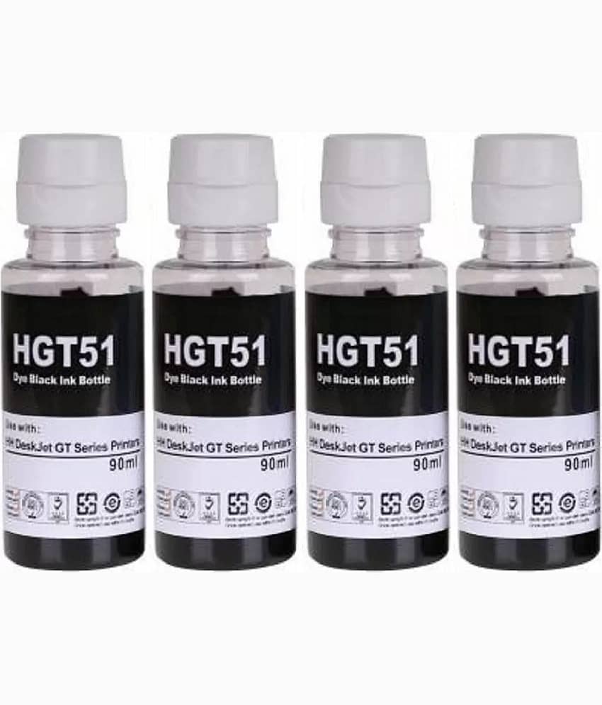 zokio For GT51 H_P Black Pack of 4 Cartridge for H_P Ink Tank 310 series, H_P Ink Tank Wireless 410 series And More.