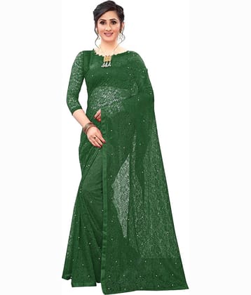 Indy Bliss Net Saree With Unstitched Blouse Piece ( LightGreen )