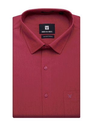Mens Cotton Regular Fit Ruby Colour Shirt Divine Touch-38 / F/S / Ruby