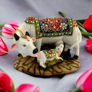 Good Luck Polyresin Cow & Calf Showpiece  Decorative Handicraft Figurine for Home, Office & Gift Decor