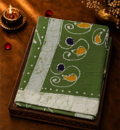  Handblock Printed Batik Cotton Saree