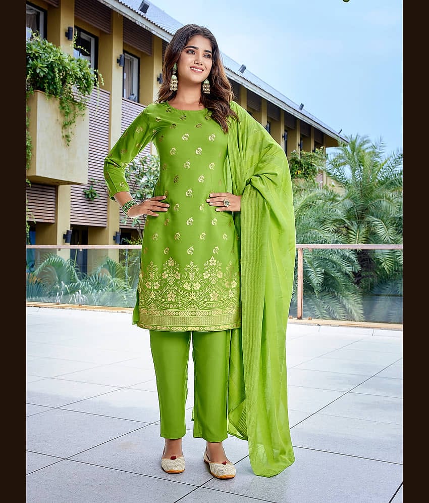 Royal Export Crepe Printed Kurti With Pants Women's Stitched Salwar Suit - Blue ( Pack of 1 )