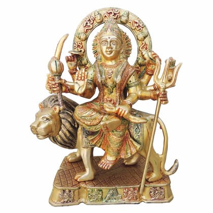 Brass Durga Ji God Idol - Graceful Brass Sculpture for Home, Height : 12 Inch (BSMAS937 Y)