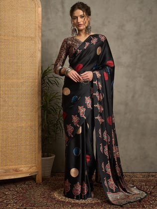 Ajrak Crepe Block Print Sarees 411