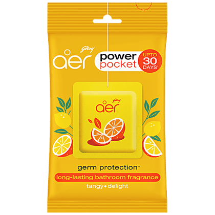 Godrej Aer Power Pocket Bathroom Fragrance - Tangy Delight With Germ Protection, Long Lasting, 10 g Godrej Aer Power Pocket Bathroom Fragrance - Tangy Delight With Germ Protection, Long Lasting, 10 g