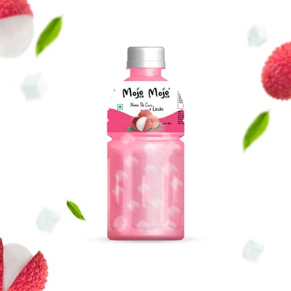 Mojo Mojo Litchi Juice With Nata De Coco, 300 ml - Pack of 6