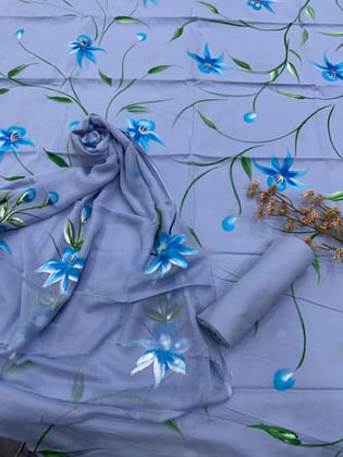 Beautiful Cotton Suit With Chiffon Dupatta