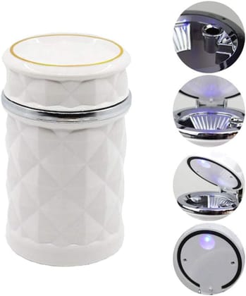 Car Cupholder LED Ashtray – Portable with Blue Light, Lid & Waste Bin, Cigarette Ashtray