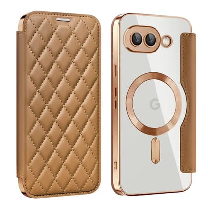 Gold Electroplated Premium Leather Luxury Flip Case-Google Pixel 9A
