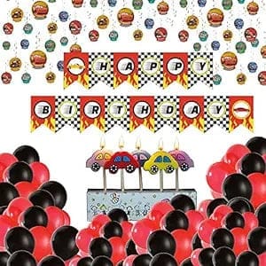 Car Theme Red & Black Birthday Decor Combo - 34PC