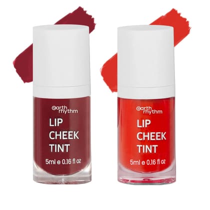 Earth Rhythm Lip, Cheek & Eye Shadow Tint - Cherry & Brandy Combo, With Goodness Of Pomegranate & Grape Seed Extract For Women & Girls 10 Ml (Pack Of 2), Cream Earth Rhythm Lip, Cheek & Eye Shadow Tint - Cherry & Brandy Combo, With Goodness Of Pomegranat