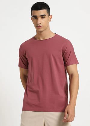 Salmon Pink Crew Neck T-shirt-S
