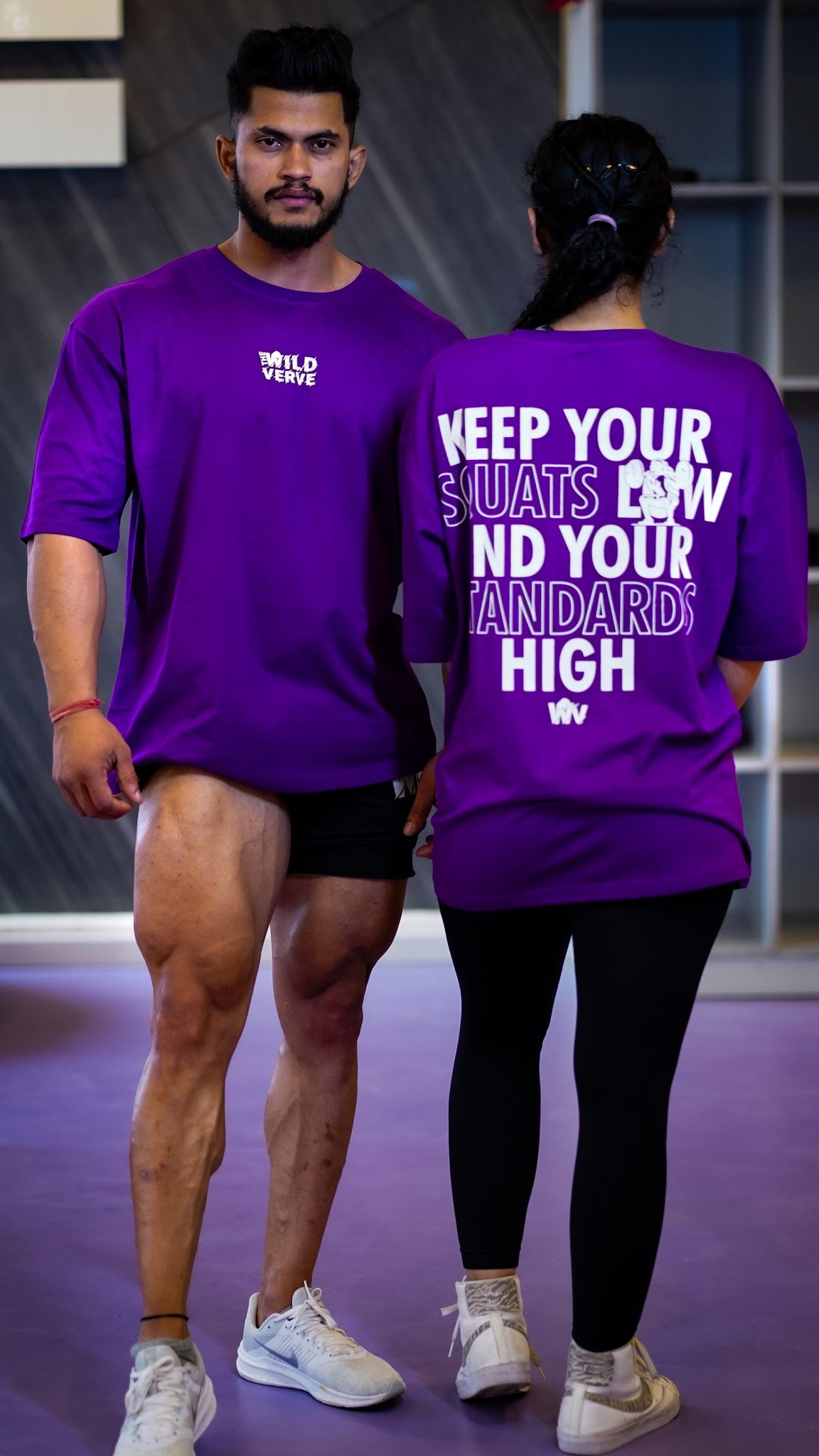 Keep Your SQUATS Low Oversized T-shirt (PURPLE)-XS