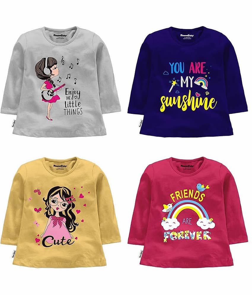 NammaBaby Pack of 4 Girls Cotton Blend T-Shirts ( Multi )