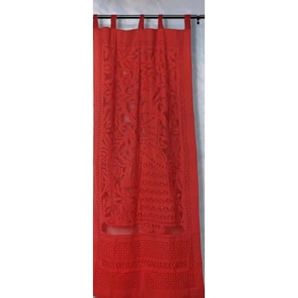 Rich Handcrafted Red Applique Curtain