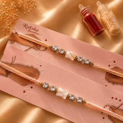 Peach Crystal Stone Rakhi (Pack of 2)