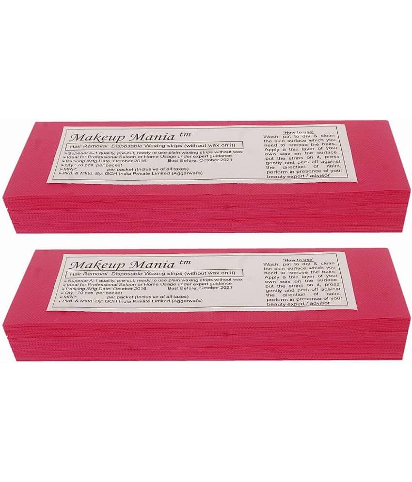 Makeup Mania Hair Removal Waxing Strips 140 Strips (2 Pkts x 70) Non-Woven Body Wax Strips (Red)