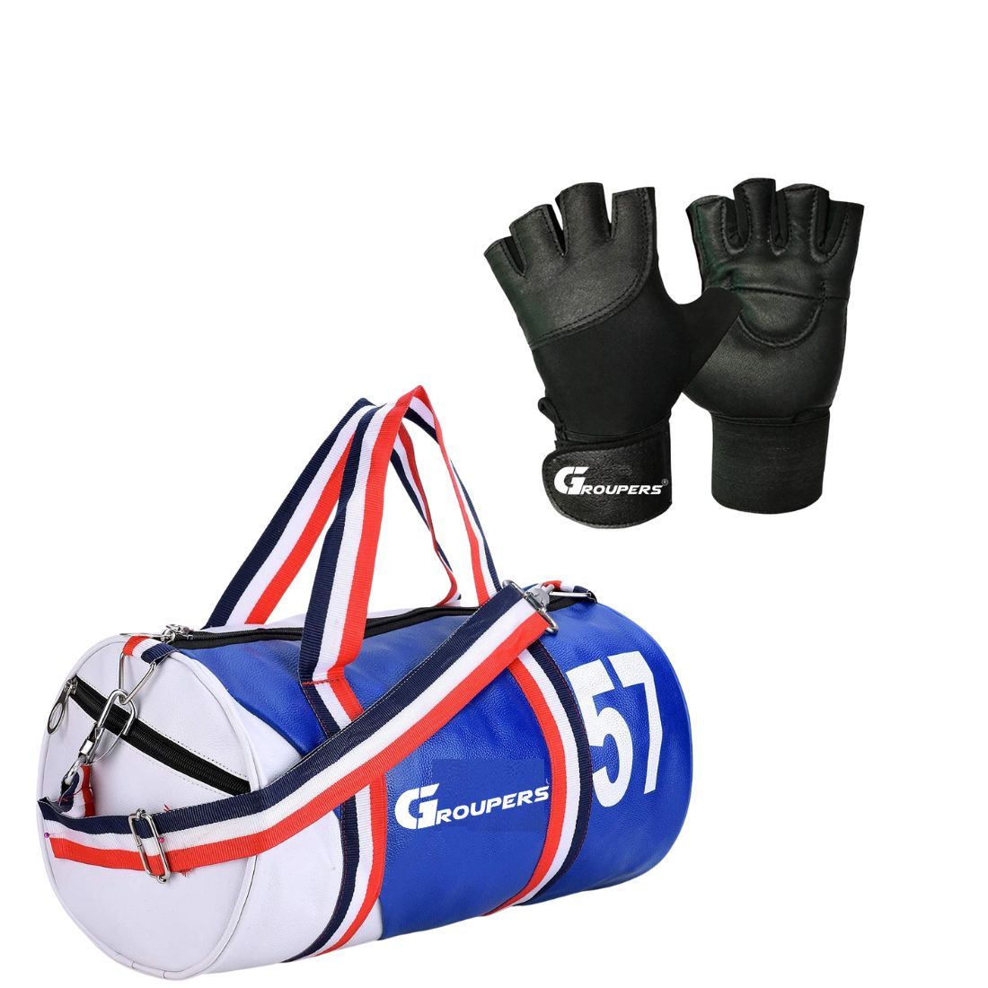 GROUPERS Fitness Combo Bag for Men with Gym Gloves