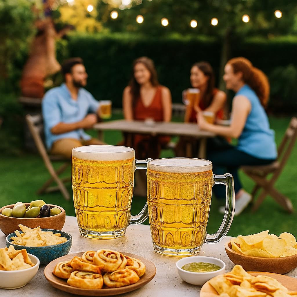 Executive Beer Mug with Handle | Glasses for Beer, Juice | Scratch Resistant & Easy to Clean | Dishwasher Safe Mug | Transparent (400 ml)