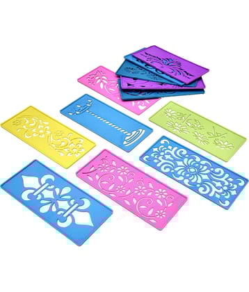M.G ENTERPRISE DIY Plastic Rangoli Stencils For Floor and Wall PLS-E-12 Set of 12 pc (3 in x 7 in)