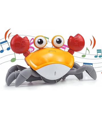 Crawling Crab Infant Tummy Time Toys | Kids Electronic Musical Light up Toy with Automatically Obstacle Avoidance Induction | Walking Moving Baby Toys with Music, LED Lights For Kids