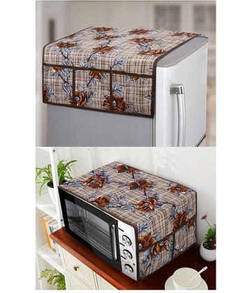 E-Retailer Set of 2 Polyester Brown Fridge Top Cover