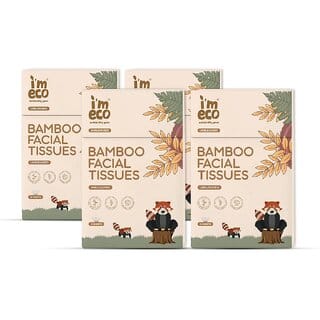 IMECO Bamboo Pocket Tissues (2 Ply  10 Pulls x Pack of 4), Ultra Soft Facial Tissue