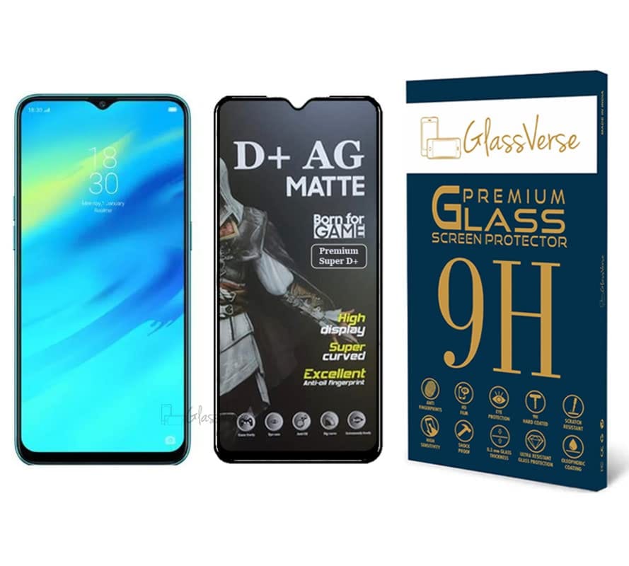 GlassVerse D+ Matte Tempered Glass With 18H Hardness For Realme C2 Pro (PACK OF 1) with Free Installation Kit Full screen Coverage Free Replacement If Received Damaged - 6.3 inch GlassVerse D+ Matte Tempered Glass With 18H Hardness For Realme C2 Pro (PAC