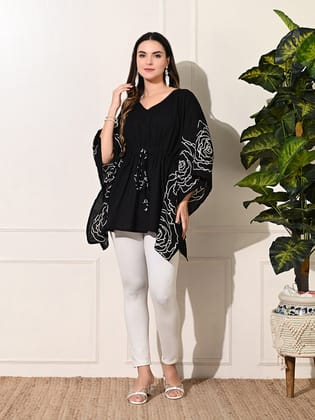Black Carnation Kaftan Tunic-XS / Black